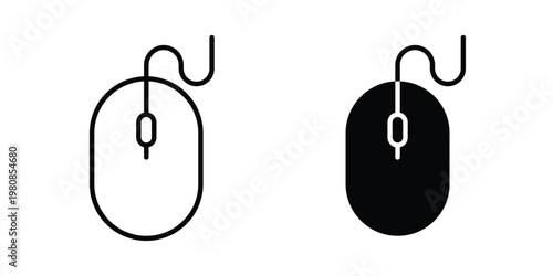Mouse icon set vector symbol in black filled and stroke style