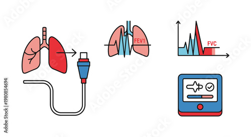 Lung Function Analyzer Line clean shapes illustration
