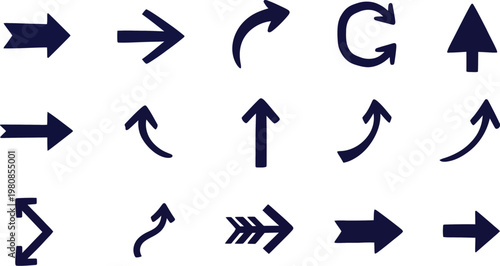 Dark blue doodle pointer collection hand drawn vector shapes