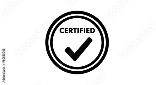 A certification symbol with a checkmark, showcasing assurance and approval. The symbol represents quality and endorsement