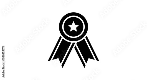 A simple black and white award ribbon with a star. The ribbon signifies achievement, recognition, and excellence