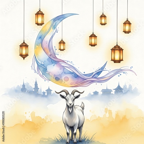 Abstract eid al adha mubarak islamic festival