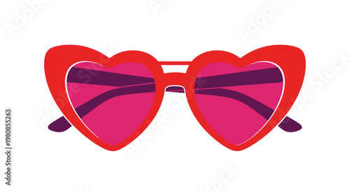 A pair of stylish, heart-shaped sunglasses, evoking a sense of romance and playfulness