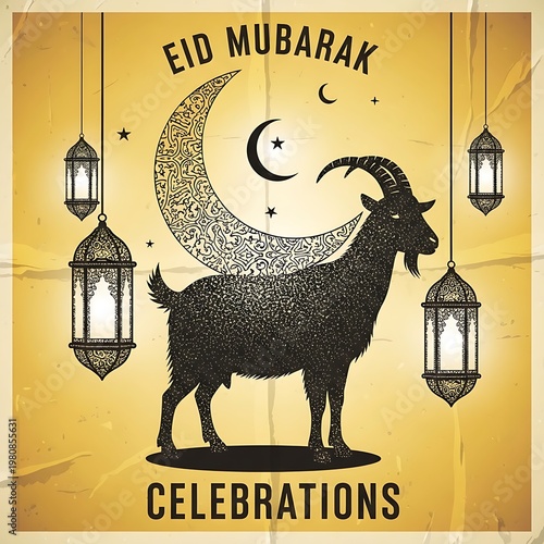 Abstract eid al adha mubarak islamic festival