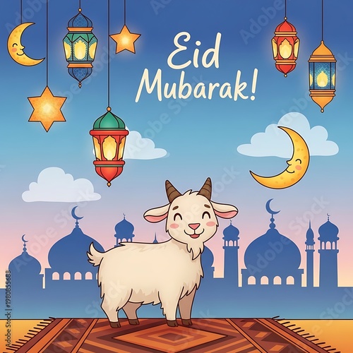 Abstract eid al adha mubarak islamic festival