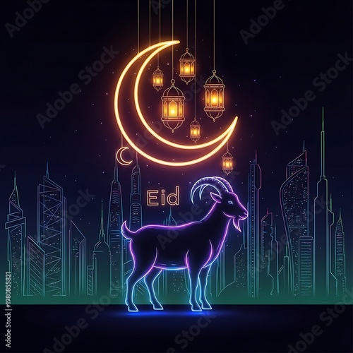 Abstract eid al adha mubarak islamic festival