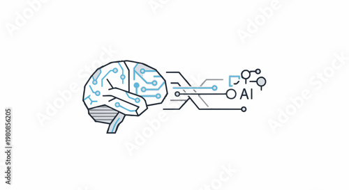 AI Brain Connection - Artificial Intelligence and Human Mind Integration.