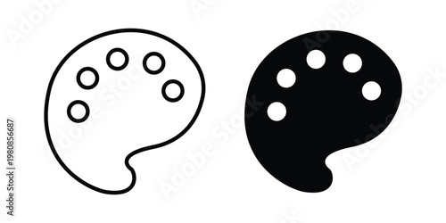 Palette icon set vector symbol in black filled and stroke style