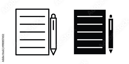 Paperwork icon set vector symbol in black filled and stroke style