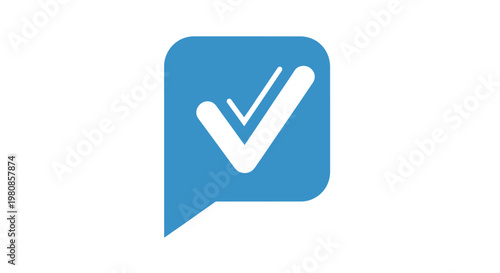 A blue speech bubble with a check mark icon to represent approval or confirmation