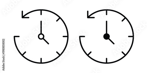 Past time icon set vector symbol in black filled and stroke style