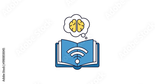 Illustration depicting the integration of knowledge, thought, and digital connectivity