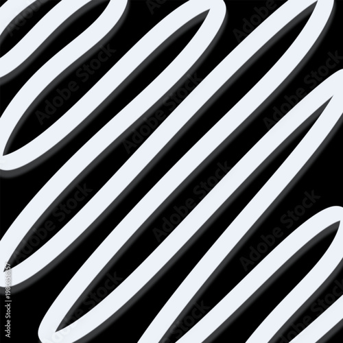
Abstract White Scribble Lines on Black Background - Minimalist Hand Drawn Pattern.
