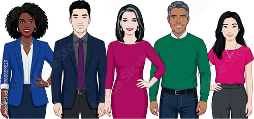 Create a realistic kinds of deferent Personal color Cool Winter vector art with white background.