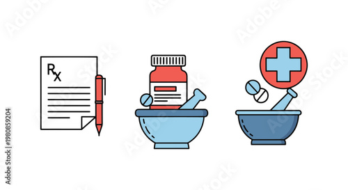 Drug Prescription Line art abstract colorful shapes vector