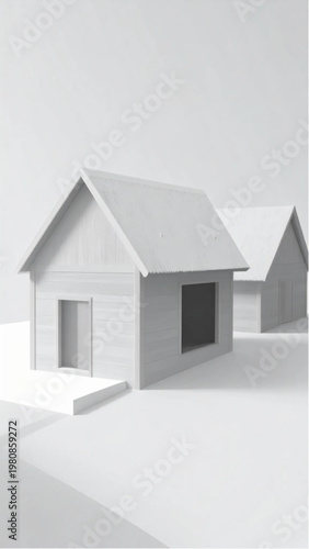 Minimalist architectural model of a small house.