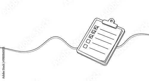 Clipboard with checklist attached to a string for easy access isolated on transparent background, Vector