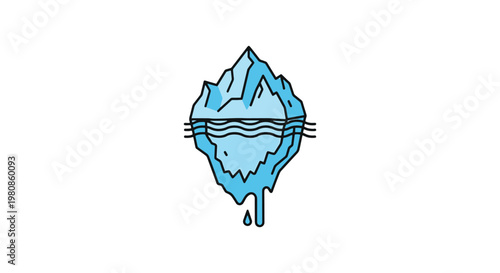 Melting glacier Line art modern color shapes vector