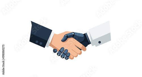 Human and Robot Handshake Representing AI Collaboration