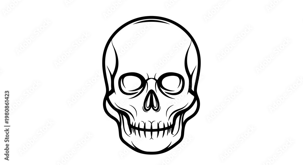 Obraz premium minimalist skull line art vector illustration for halloween decor