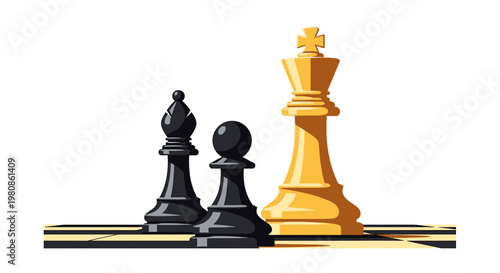 Chess Game Strategy Vector with King Bishop and Pawn