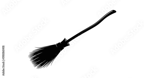 black broomstick isolated on white background vector illustration