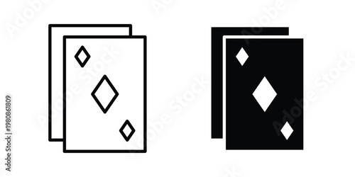 Playing cards icon set vector symbol in black filled and stroke style