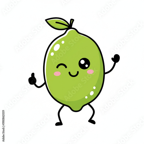 Cute Kawaii Lime Fruit Character