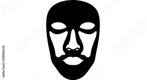Minimalist black and white theater mask vector illustration for halloween