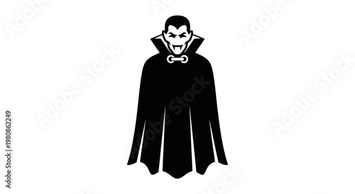 Minimalist Vector Vampire Silhouette for Halloween and Gothic Designs