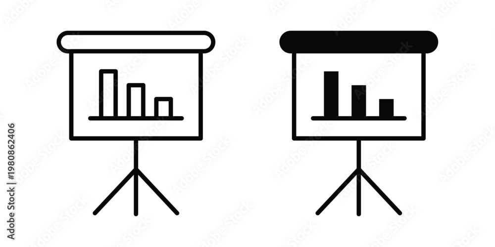 Fototapeta premium Presentation icon set vector symbol in black filled and stroke style
