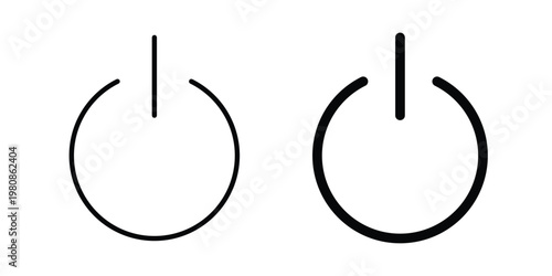 Power icon set vector symbol in black filled and stroke style