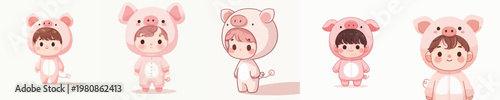 cute little boy in pig costume