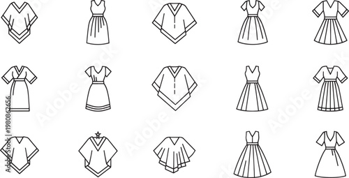 Black and white dresses with geometric diamond pattern neckties and geometric pattern