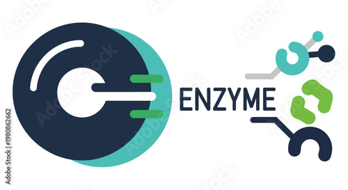 Abstract Enzyme Molecule Graphic with Stylized Chemical Structure