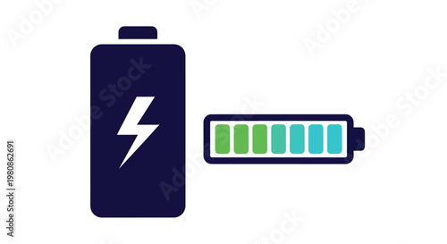 Battery Icon with Lightning Bolt and Charge Level Indicator