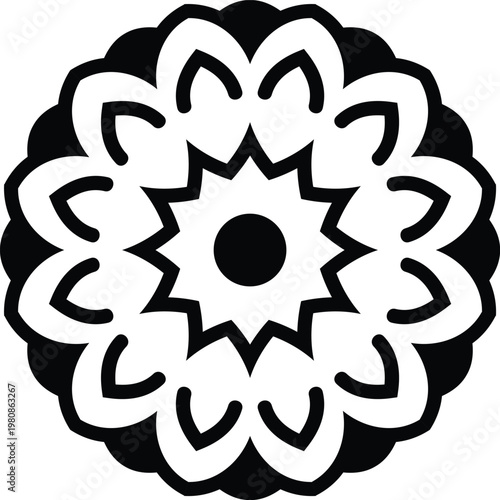 Mandala pattern black and white vector illustration design on white background