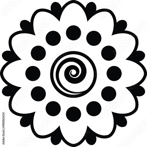 Mandala pattern black and white vector illustration design on white background
