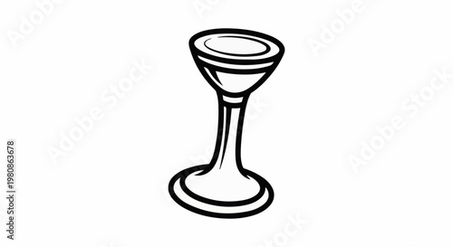 Black and white drawing of a cocktail glass with liquid