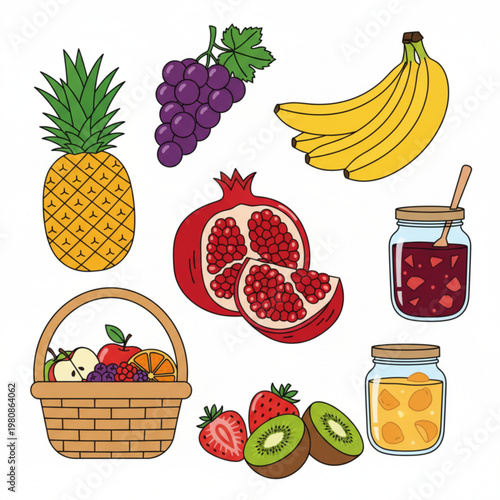 Hand Drawn Fruit Icon Set