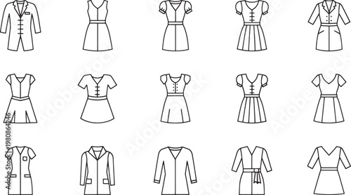 Black and white of women wearing different dresses and outfits fashion