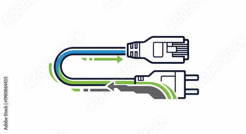 Abstract illustration of electrical plugs and energy flow