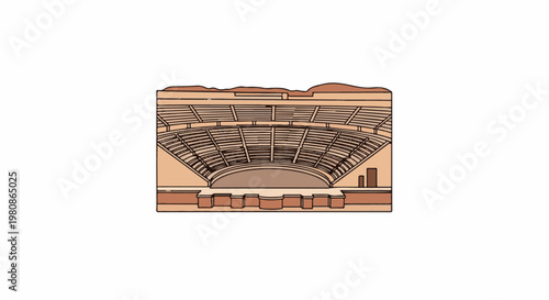 Ancient amphitheater with tiered seating and stage area