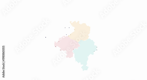 Abstract map with pastel colored regions and scattered dots