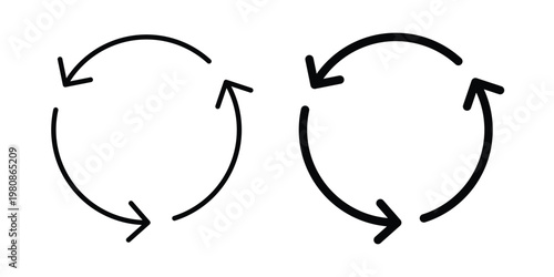 Recycle icon set vector symbol in black filled and stroke style