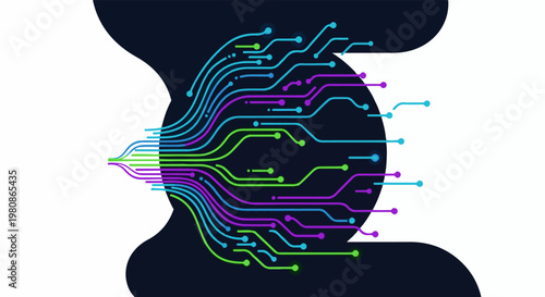 Abstract network of glowing lines and nodes on a dark background