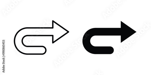 Redo icon set vector symbol in black filled and stroke style