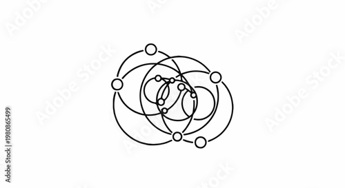 Abstract network of interconnected circles and lines