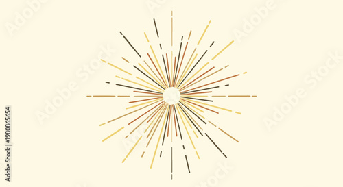 Abstract starburst radial lines with earthy tones on a cream background