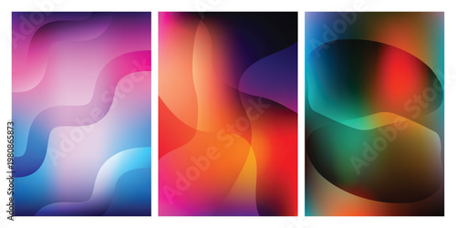 Stylish futuristic abstract poster or Gradient background or poster set, Bright gradients and focused coloring design